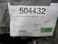 260m² Vliesstoff 1,3m x 200m 80g/m² schwarz PES Vlies 260m²