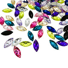 Acryl Strass Steine 7x15mm; 5x10mm Auge Oval Glitzer Nähen Basteln DIY Kleben