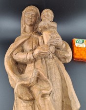 Hand Carved Wooden Virgin Mary with Baby Jesus – Religious Statue