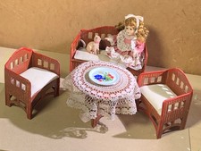 Karl Schreiter Sitzgruppe 1: 5 Puppenstube antik Sofa Sessel Tisch Sitzgruppe