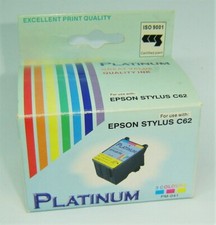 PLATIN 3 Farben Tintenpatrone für Epson Stylus C62 Drucker NEU & VERSIEGELT