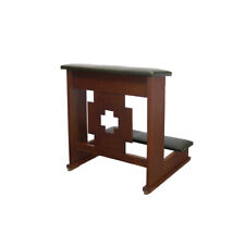 Betstuhl Betbank Kniebank Eiche günes Leder mit Ablagefach B: 80 cm -11586-