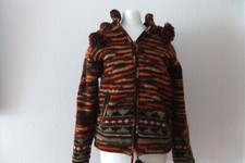 Damen Pullover Jacke NEU Gr. 38/40 = S 100%  Wolle Naturfasern Kapuze gefüttert