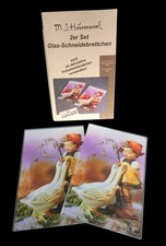 Vintage M.J. Hummel - 2er Set Glas Schneidebrettchen - Frühstücksbrett - 1990er