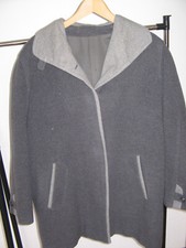 WINTER JACKE-ANGORA- SCHURWOLLE-KURZMANTEL- A-FORM-ANTRAZIT- GRAU- SILBER-GR. 22