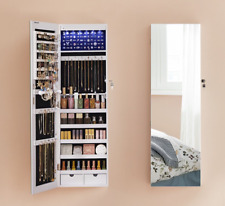 Schmuckschrank Spiegelschrank Wandspiegel mit LED-Innenbeleuchtung weiß JJC99WT