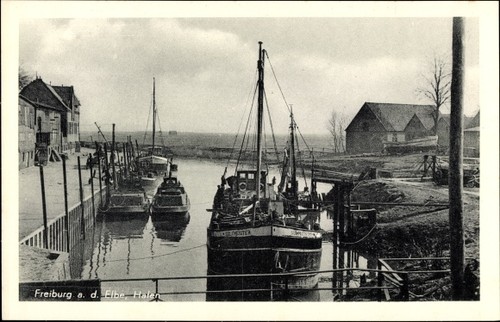 Freiburg der elbe hafen - ak,