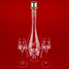 Apfel Obstbrand Glas Flasche 29 cm und 2 kleine Gläser Schnapsgläser Kunstglas