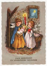 AK Weihnachten, Engel mit Jesus, Engel mit Kerze