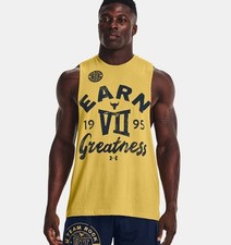 Under Armour Project Rock Earn Greatness Tanktop Field Yellow Bodybuilding Fit