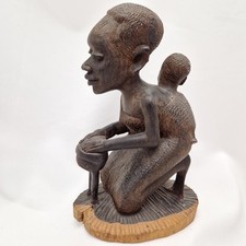 Holz Figur Ebenholz Massai Mutter Mit Kind Geschnitzt Alt 21cm Muttertag