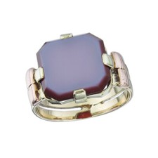 Siegel Ring Ohne Gravur Lagenstein 585er Rot- und Gelbgold Antik