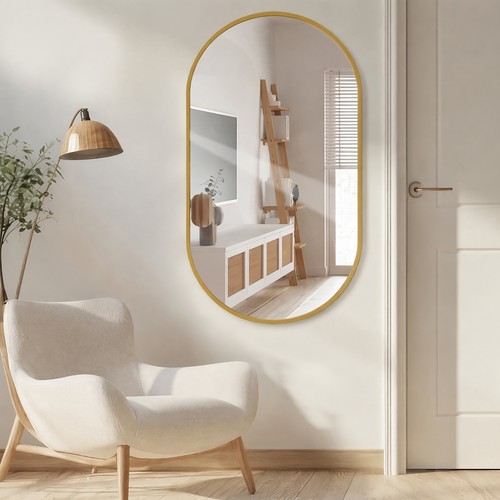 Oval wandspiegel mit gold 75 - oval, gold,