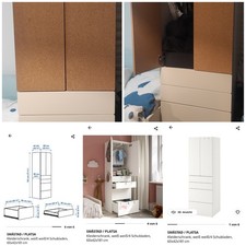 Kinder Schrank Kleiderschrank 1.05m Breite 0.58m Tiefe mit 4 Schubladen Weiss