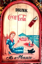 Holzschild Coca Cola H90
