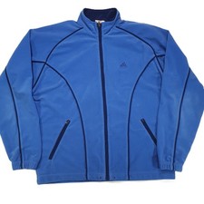 Vintage Adidas Full Zip Fleece Jacke Men Gr. M Y2K Retro Traingsjacke Blau