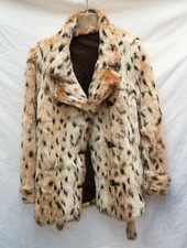 Pelzmantel beige Punkte ROLF SCHULTE Kaninchen Gürtel Pelz  38 40 Wintermantel