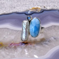 Larimar Ring, 925er Silber