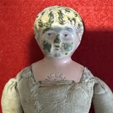 Alte Minerva Metallkopf Puppe