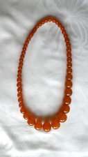 TOP BERNSTEINKETTE IMITAT KUGELN COLLIER BUTTERSCOTCH BAKELIT CATALIN 52 Gramm