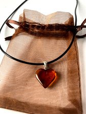 Bernstein Kette Herz Edelstein