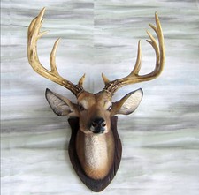 Hirschgeweih Hirschkopf Wanddeko Jagd Geweih Skulptur Natürlich Groß Rehbock XXl