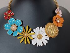 Oscar de la Renta - Mehrfarbige Blumenkette vergoldet und handemailliert