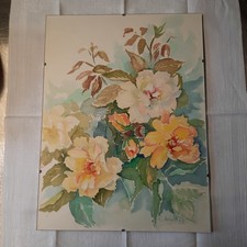 Aquarell Blumen 30x40 cm signiert Original E.Arndt 1998 rahmenloser Bilderrahmen
