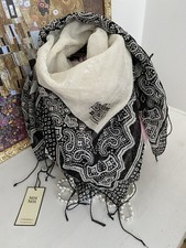 Noa Noa Acc. Baumwoll-Lurex Tuch Scarf  Black mit  Fransen  one  size Neu