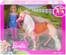 Barbie FXH13 Puppe mit Pferd Mähne beweglich Puppenzubehör Spielzeug ab 3 Jahren