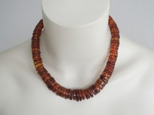 Kette Collier Bernstein Naturbernstein Massiv Honig Scheiben 64,2 g/47 cm