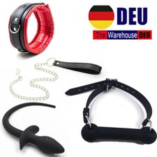Puppy Petplay Plug Set Sklave PU Leder Halsband DE Silikon Hundeknochen Knebel