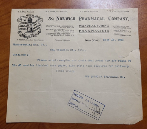 1903 antikes dokument norwich - 1903,