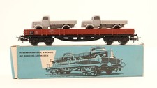 Märklin H0 4515 Niederbordwagen mit 2 Mercedes LKW (496 391) DB