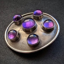 Vintage Designer Brosche 835 Silber Amethyst Midcentury alt c. 1950 S