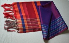 SEIDEN - SCHAL hochwertig gewebte Qualität 185 X 55 cm Streifen NEU