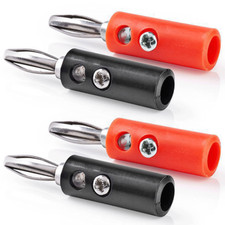 4 x Bananenstecker, 2 rot, 2 schwarz, Banana mit Querloch 4 mm Bananen Stecker