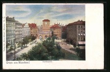 München, Ansichtskarte, Isartorplatz mit Strassenbahn 