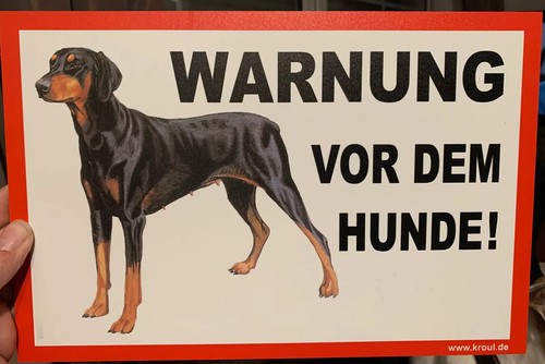 Dobermann schild warnung vor - dobermann,