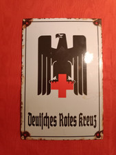 Werbung Reklame Original ! Emailschild Deutsches Rotes Kreuz um 1932
