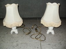 TOP aus Erbschaft: 2 " alte " Nachttischlampen mit Stofflampenschirm mit Fransen