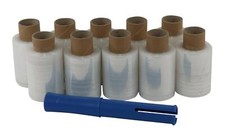 10 Rollen Ministretchfolie Stretchfolie + Abroller Folie je 150m 10cm 23my