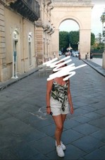 Trägertop Bluse Blätterdruck