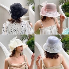 Damen Kentucky Kirche Sonnenhut Organza faszinierend Braut Tee Party Derby Hut