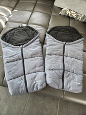 Zwei Fußsäcke Winter altabebe Kinderwagen Babyschale Zwillinge grau