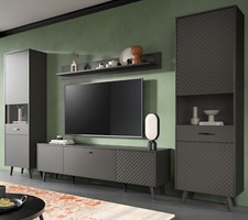 Wohnwand in grau matt