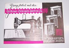 Prospekt Gritzner Zickzack Nähmaschine Gritzner - Kayser Durlach Baden 1935 (D