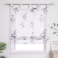 Raffrollo Blume Raffgardine Schlaufen Küchengardine Transparent Vorhang Modern
