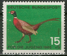 Mi465p - Briefmarke BRD 1965 - Vogel: Jagdfasan (Phasianus Colchicus) - 15 Pf
