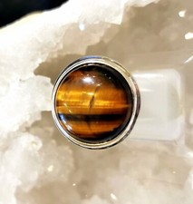 Ring mit Tigerauge, 925er Silber, Gr 17,2 - Braun